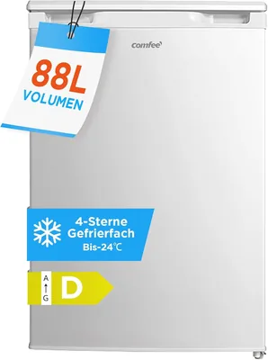 Comfee 88L Kühlschrank, Kompaktkühlschrank, Freistehend | 4-Sterne (-24°C), Leiser Inverter (39dB), 3 Fächer für Küche & Büro, 55cm - 29% Rabatt
