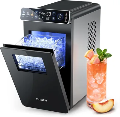 Ecozy Kleines Eiswürfelmaschine, Portabel und Kompakt mit Farbdisplay, 24-Stunden-Timer, 12 kg/24 Stunden, Eiswürfel in 6 Minuten - Best Deal