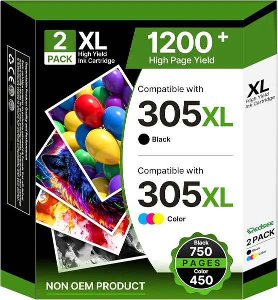 Redsee 305XL Ink Cartridges Replacement for HP 305 Ink Cartridges Black and Colour 305xl