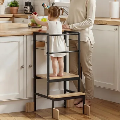Tour d'apprentissage Montessori COSYLAND pour enfants dès 1 an - Réglable en hauteur - Bois