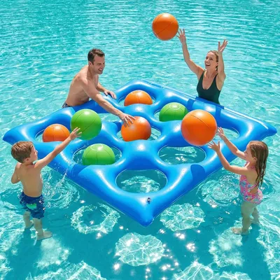 Luxfero Inflatable Tic-Tac-Toe Pool Game Set - 10 Balls, Jeu Morpion Gonflable pour Enfants et Adultes