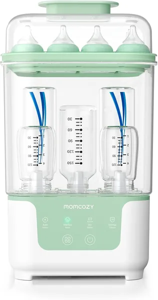 Momcozy Bottle Sterilizer and Dryer, Modular Nesting Space Saving Design, 6 Bottles Capacity, 4 in 1 Compact Sterilizer for Baby Bottles, Breast Pump Parts & Newborn Essentials, Dr