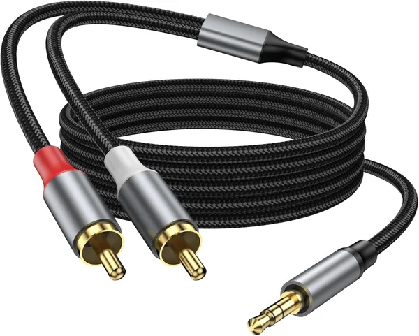 KAYQINHO RCA to 3.5mm Cable 1M, 3.5mm Male to 2RCA Male Stereo Y Splitter HiFi Sound Audio Cord Connects a Smartphone, Tablet, HDTV.