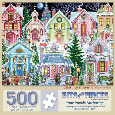 Christmas House Puzzles - 500 Piece Jigsaw, 18" x 24", Winter Holiday