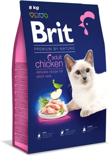 Brit Premium by Nature sucha karma dla dorosłych kotów, smak kurczaka, 8 kg - Najlepszy Ceny