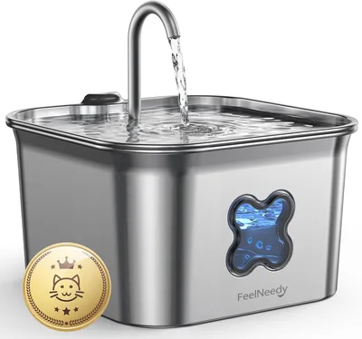 Fontana para Gatos FEELNEEDY de Acero Inoxidable de 2.8 L con Filtro de Cuatro Capas, Fácil de Limpiar, Seguro para Lavavajillas - 46% de Descuento