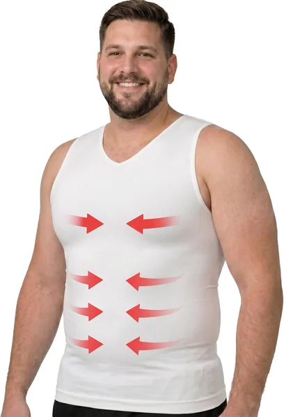 Mens Compression Shirt Slimming Shapewear | V Neck Gynecomastia Compression Shirts for Men | Body Shaper Undershirt Tank Top