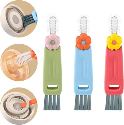 GUONMG Paquete de 3 Cepillos para Botellas, Limpieza Multifuncional con Diseño Portátil