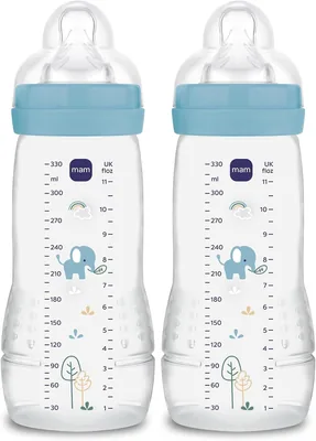 MAM Easy Active 6+ Mois, Couleur Océan (330 ml) - Tétine en Silicone Ultra-Rapide X Speed Flow - Scelle Airtite (Pack de 1)