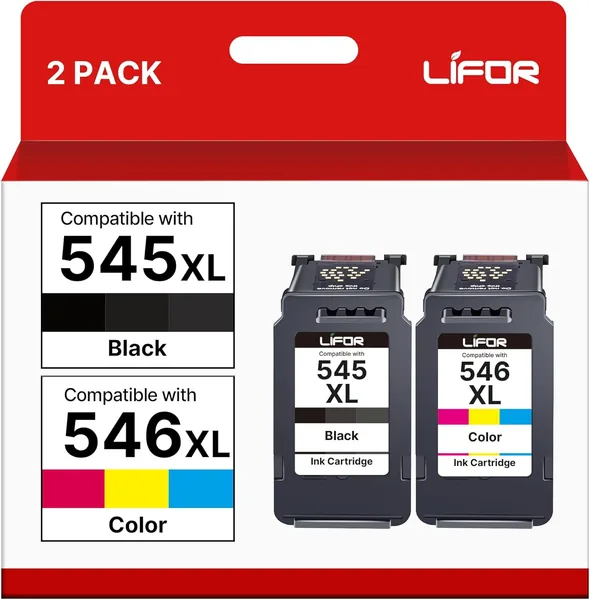 LIFOR 545XL Black 546XL Colour Printer Ink Replacement for Canon 545 546 Ink Cartridges PG-545 CL-546 XL for Pixma TS3350 TS3355 TS3150 TS3300 TR4550 MG2550S MG3050 TR4500 TS3100 T