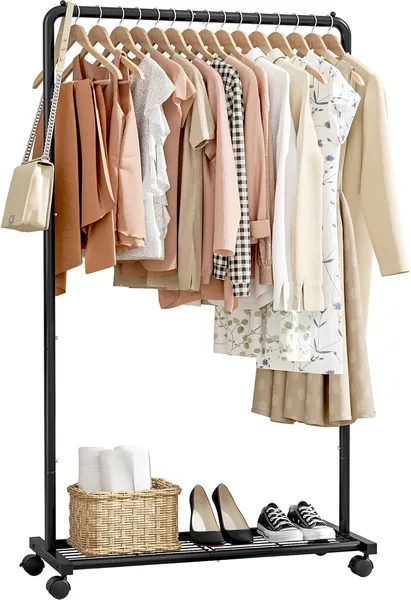 Sakugi Clothes Rack with Wheel & Storage Mesh Shelf - Best Deal