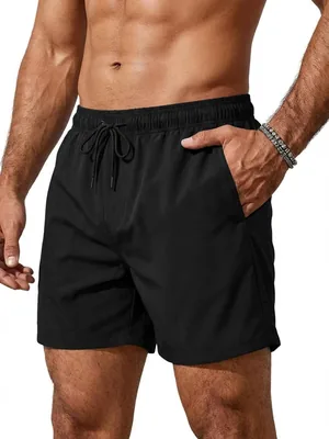 Runcati Mens Swim Shorts Quick Dry Solid Color Elastic Swim Shorts avec Poche Zip et Doublure en Mesh - Meilleur Deal
