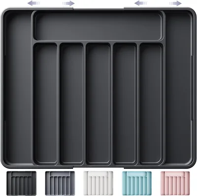 Kitsure Silverware Organizer - Adjustable Kitchen Drawer Storage