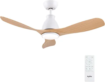 Nouveau ventilateur de plafond Newday à 3 pales, 106 cm avec lumière et télécommande silencieuse, moteur DC réversible, dimmable - Best Deal