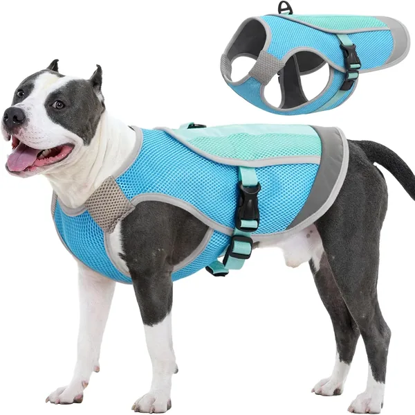 Kuoser Dog Cooling Vest - Summer, Lightweight, Breathable Mesh, Reflective Cooler Jacket for Small Medium Large Dogs, Hot Weather, 1 Pack CAD $36.99