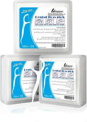 Disposable Dental Floss Picks, Portable Toothpicks Flossers - 100 Pcs X 3 Box, White