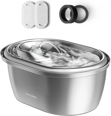 PETLIBRO Stainless Steel Cat Water Fountain, 101oz/3L Automatic Water Dispenser for Cats Indoor, Qui