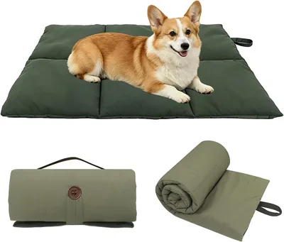 Mat pour chien imperméable Wdmiya, pliable pour les voyages 26 x 37 cm | Coussin rembourré pour chien avec poignée de transport, tapis anti-glissement pour chien