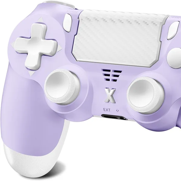 Suoxiom Wireless Controller for P4/Slim/Pro/PC, Bluetooth Gamepad Joystick with Vibration Touch Panel, Upgraded Six-Axis Sensor, 3.5mm Audio Jack (Light Purple) - 1 x Wireless Controller