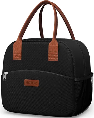 HOTOR Insulated Lunch Bag, Black, Leakproof