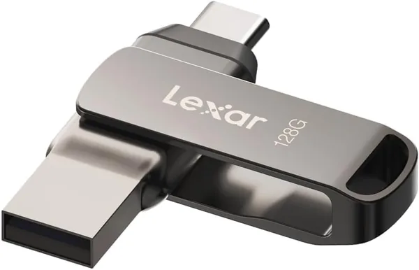 लेक्सर 128GB पेन ड्राइव डुअल ड्राइव D400 USB 3.2 टाइप-सी & टाइप-ए फ्लैश ड्राइव स्टोरेज एक्सपेंशन, आईफ़ोन 15 के लिए फ़ोटो बैकअप - 25% ऑफ़