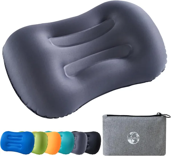 JetsCush Lightweight and Compact Camping Pillow, Inflatable Beach and Travel Pillow with Air and Ergonomic Support for Camping, Hiking