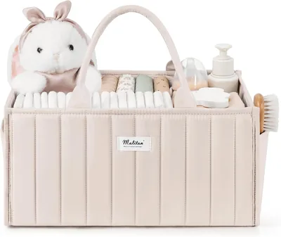 Panier de rangement pour bébé Maliton, table à changer organisatrice, panier pour linge de bébé avec compartiments et poignées, essentiels pour nouveau-né - Meilleur Prix