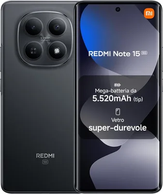 Xiaomi Redmi Note 15 5G, Smartphone 8+512GB, Nero, Resistente IP65 | Design Ultra-sottile, Fotocamera Super Definita da 108MP, Schermo 6.77" FHD+