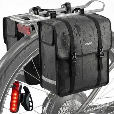 Morelia Dubbele Bagagerek - Achterlicht Inbegrepen - 48 Liter - 100% Waterdicht - Fietszakken voor Elektrische Fietsen - Tarpaulin Material