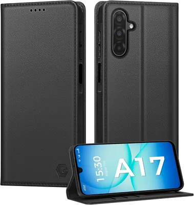 Étui Kirnntca pour Samsung Galaxy A17 5G, Portefeuille en cuir pu réversible avec blocage RFID, Étui protecteur