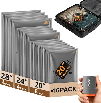SUOCO 16-Pack Vacuum Bags with Wireless Pump