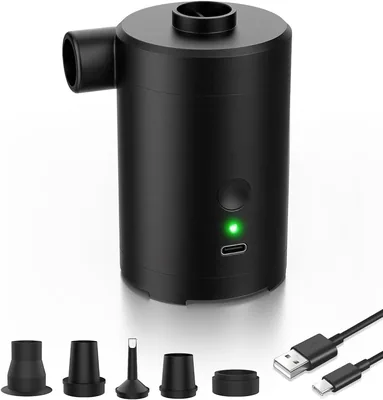 Elektrische Luftpumpe für Luftmatratze mit 3600mAh Akku, schnell aufladen und abpumpen, 5 Düsen für Schwimmbecken