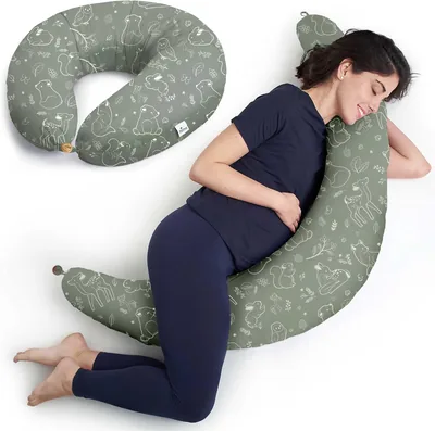 Cuscino da Allattamento e Gravidanza Niimo XXL - Standard OEKO-TEX 100, Cuscino per Dormire con Federa in Cotone al 100%
