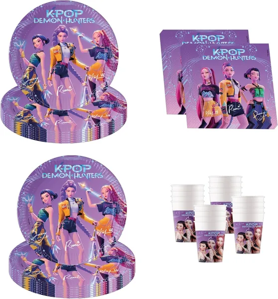 Procos KPop Demon Hunters Birthday Decoration, 52 Piece Set