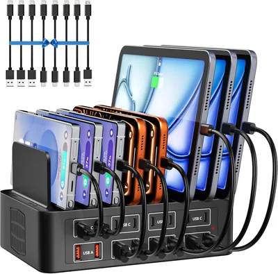 Multi USB Charger Station 16 Ports 150W AC Adapter Removable Separator USB C Power Hub