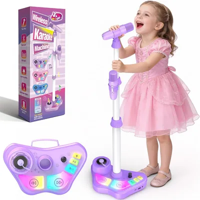 Microphone pour enfants avec étui et lumière LED - Ensemble de 2 microphones sans fil - Réduit de 23% 