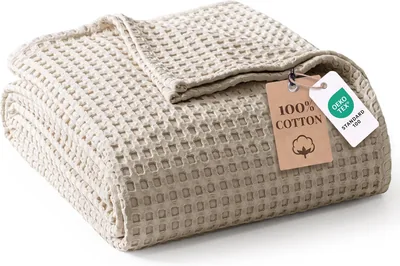 Exclusivo Mezcla 100% Cotton Summer Bed Blanket, Waffle Sofa Throw, Lightweight and Breathable Multi