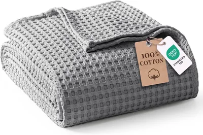 Exclusivo Mezcla 100% Algodón Mantel de Cama de Verano, Cuadrado Waffle Sofá Tirón, Ligero y Transpirable Cubrecama Multifuncional