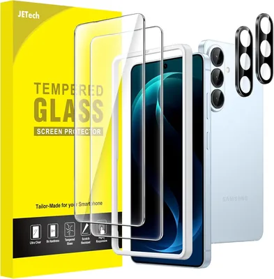 Protection d'écran JETech pour Samsung Galaxy S26 avec protecteur de lentille, verre trempé 9H, compatible empreinte digitale