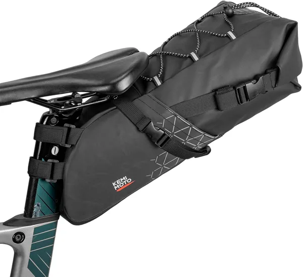 KEMIMOTO 11L Waterproof Bike Saddle Bag with Reflectors and Support for Cycling Bike Racing MTB Mountain Bike