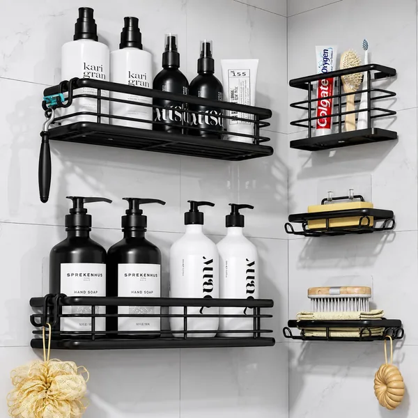 Kitsure Shower Caddy 5-Pack Rustproof Adhesive Shelves No Drilling Save 20%
