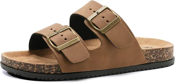GETOEU Arch Support Footbed Sandals for Women & Men, Adjustable Double Buckle Comfort Slides