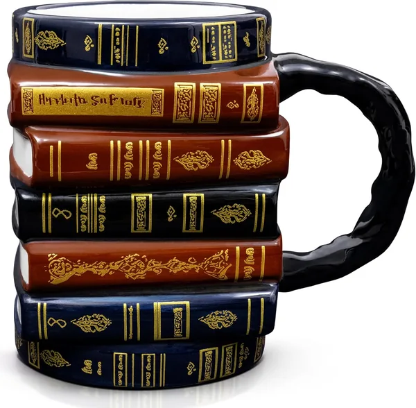 3D Book Mug - Stacked Books Ceramic Coffee Mug