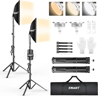 EMART 135W Softbox Lighting Kit (2-Pack) with Tripod