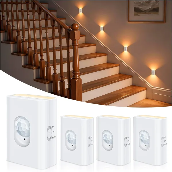 WILLED LED Night Light with Motion Sensor Battery, Rechargeable Stair Lighting
