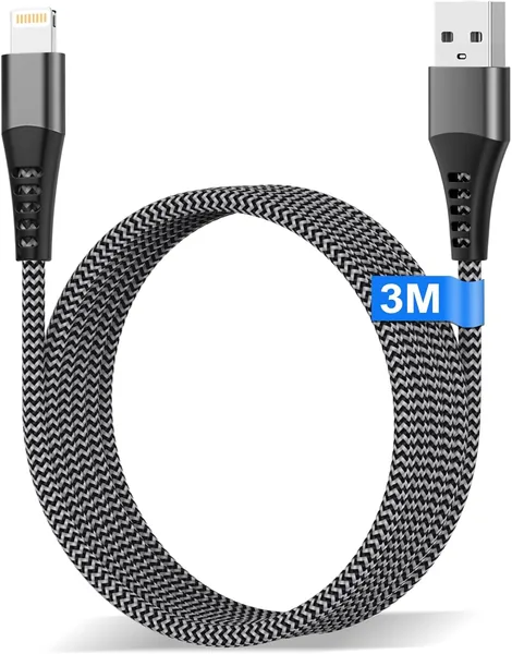iPhone Charger Cable 3m,MFi Certified USB to Lightning Cable Fast Charging,Extra Long Nylon Braid iPhone Lightning cable Lead Wire for Apple iphone 14 13 12 11 Pro Max XS XR X 8 7