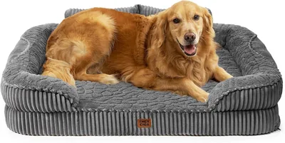 EHEYCIGA Camas ortopédicas para perros grandes, 106 x 76 cm, Sofá con alto respaldo, Colchón de espuma memoria impermeable, Cubierta lavable