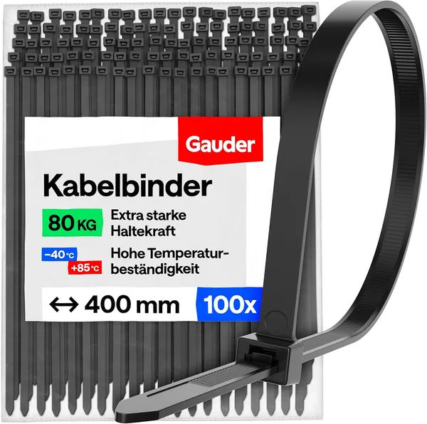 GAUDER Kabelbinder schwarz (80 kg Zugfestigkeit)