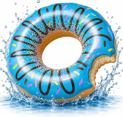 XXL Aufblasbarer Schwimmring in Form eines gebissenen Donuts, Braun oder Pink, Schwimmhilfe, Luftmatte, Schwimmkissen für Pool, W