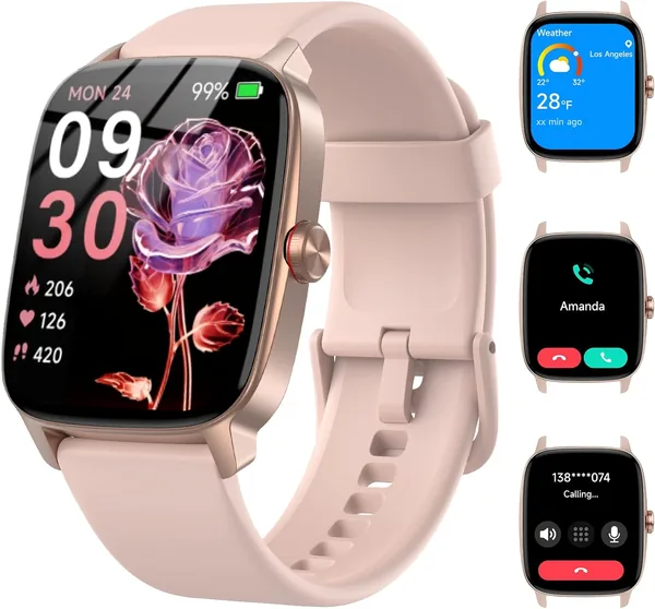 Reloj Inteligente con Llamadas Bluetooth y Voz AI, 1.85'' Smartwatch con Notificaciones Whatsapp, Pulsómetro y SpO2 - 20% de Descuento